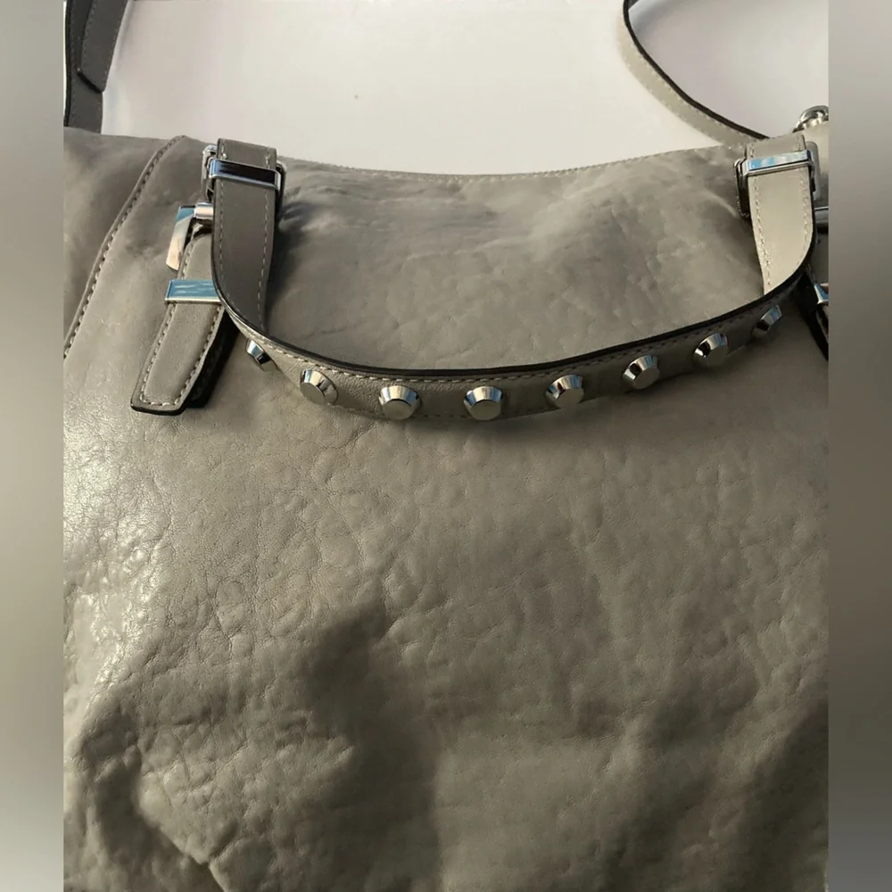 Michael Kors Gray leather bag with studded handles and Shoulder strap